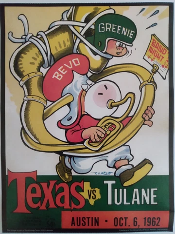 Texas Longhorns Football Vintage Game Day Football Program Poster 9" x 12" Cover