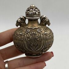 Old Chinese tibet silver handmade Phoenix snuff bottle Xuande Mark