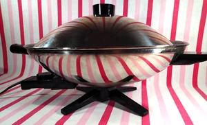 Fantastic Mid Century Farberware 3pc Electric Flying Saucer 14" Stainless Wok - Picture 1 of 21