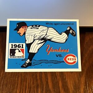 1970 Fleer R.G. Laughlin World Series Baseball Card 1961 Yankees vs. Reds EX
