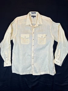 Paul Frederick Button Front Shirt Yellow Size XLT Long Sleeve Finest Pure Linen - Picture 1 of 11