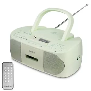 MEDION LIFE E65010 Boombox UKW Stereo Radio CD Kassette MP3 USB AMS 2x 30W grün - Bild 1 von 10