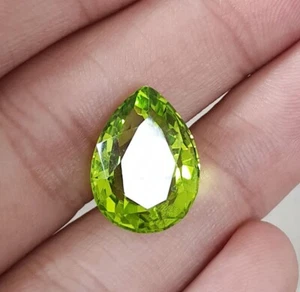 9.73 Ct Flawless Pear Cut Lab Grown Green Peridot AAA Quality Loose Gemstone - Picture 1 of 8