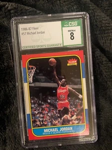 1986 MICHAEL JORDAN FLEER #57 MT/NM CSG GRADE 8 - Picture 1 of 2