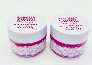 2 Bath & Body Works RASPBERRY SWIRL Lip Scrub 0.5 oz/15 g Each NEW - Picture 1 of 5