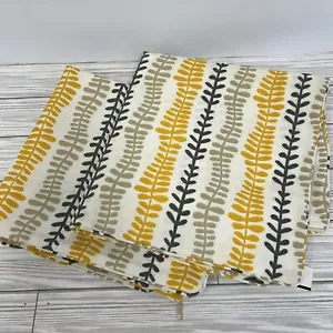 SET of TWO Throw Pillows Covers 20" Yellow White Grey Floral Leaves Symmetrical - Picture 1 of 5