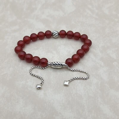 Pulsera de cuentas espirituales para mujer David Yurman con acento de cornalina y plata Foto 1 de 4
