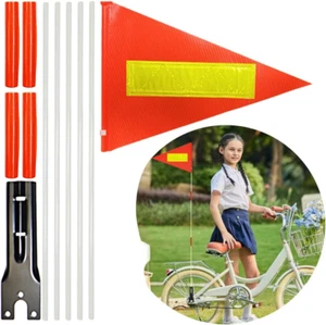 Bike Safety Flag with Fiberglass Pole and Polyester Full Color Tear-Resistant Wa - Picture 1 of 8
