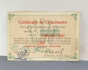 Certificato di cronometro ROLEX originale vintage. Circa 1960 - Foto 1 di 4