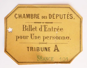 Billet d'entrée pour la CHAMBRE DES DÉPUTÉS vers 1910 - Foto 1 di 2