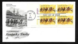 #1528 10c Horse Racing - ArtCraft FDCPB4 Plt #35108/09  - Picture 1 of 2