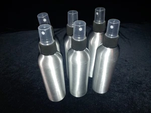NEU! Aluminium Sprühflaschen 200ml 7" mit Schwarz Fein Nebel Zerstäuber Sprüher 6 Stück Metall - Bild 1 von 2