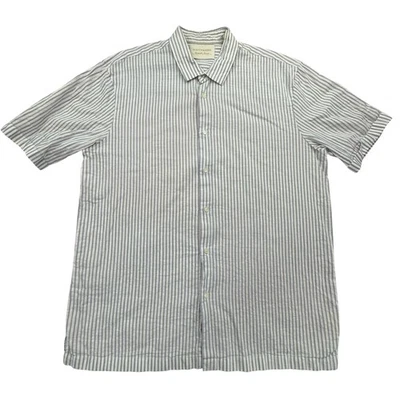 Camisa Scotch & Soda Para Hombres 2XL Azul Blanco Rayas Manga Corta Abotonada Informal Foto 1 de 4