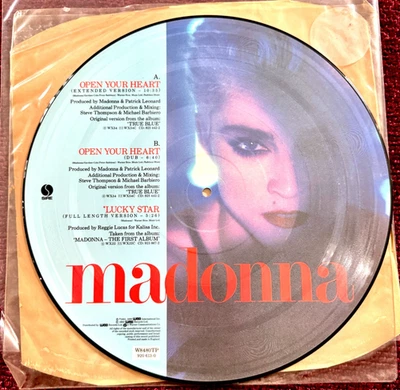 MADONNA OPEN YOUR HEART 1986 PICTURE DISC PROMO MADE IN ENGLAND BROWN SLEEVE LP - Image 1 of 4