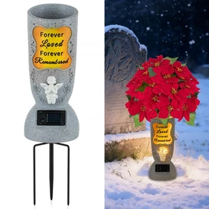Solar Cemetery Grave Vase: 1 LED Angel Flower Vase with Spikes for Graves - G... - Bild 1 von 8