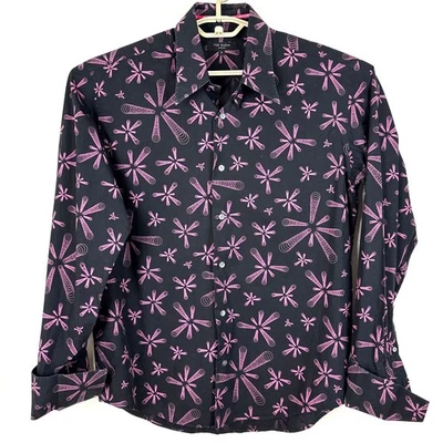 Ted Baker London Talla 5 (44-45 Pecho) Negro Rosa Floral Puños Franceses 100% Algodón Foto 1 de 4