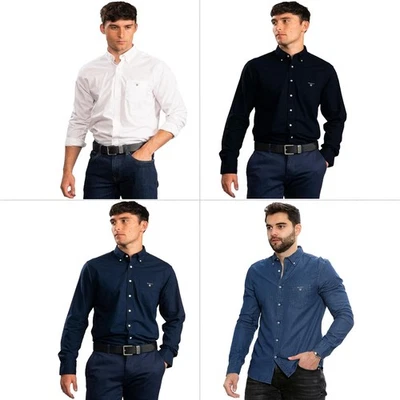 Gant Camicie Uomo Maniche Lunghe 100% Cotone Vestibilità Regolare Elegante Camicia Formale UK S-2XL - Immagine 1 di 2