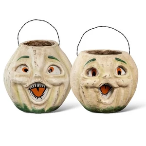 Vintage-inspirierte weiße Harzmache Jack-O-Lantern Chor Junge Süßigkeiten Eimer - Bild 1 von 8
