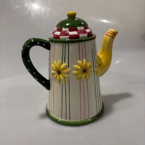 Sakura Debbie Mumm Handpainted Daisies 2 Cup Teapot Cookie Jar Vintage 1998 - Picture 1 of 8