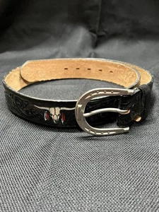 Geprägter Top Grain Trense Leder Gürtel Größe 34 handbemalt Made in USA - Bild 1 von 8