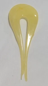 Vintage Zelluloid Bernstein Haarnadel, schlichtes abgerundetes Design, 4", 2 Krappen - Bild 1 von 8
