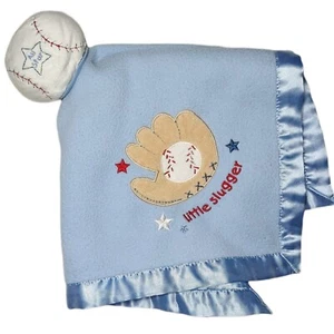 Carters Blue All Star Little Slugger Baseball Baby Security Blanket Lovey Rattle - Picture 1 of 3