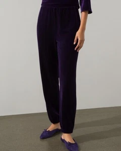 CHICOS Travelers 570317117 Purple Velvet Pull On Joggers Pant SIZE 2 US LARGE 12 - Picture 1 of 11