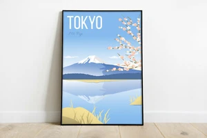 Tokyo travel poster, Mt.Fuji retro wall print, Japan retro travel print, gift - Picture 1 of 6