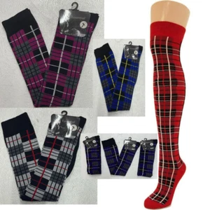 🧦 Trendy Over The Knee Tartan Check Socks – Great for Parties & Everyday Wear - Picture 1 of 12