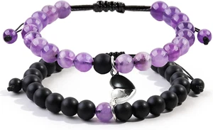 2 Pcs Magnetic Couples Bracelets Matching Bracelets Adjustable Connecting Bracel - Picture 1 of 12