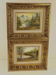 Vintage original Oil Paintings Signed J Medina and J Pike Wooden Gold Tone Frame - Bild 1 von 14