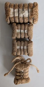 4 Vintage Miniature Bales Of Real Cotton Wrapped In Burlap - Picture 1 of 2