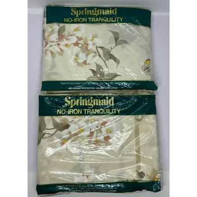 Vintage Springmaid No-Iron Tranquility Twin Flat & Fitted Sheets 39X76 Key Largo - Image 1 of 2