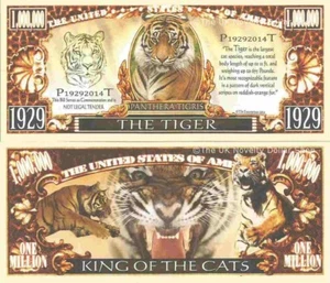 The Tiger Panthera Tigris Million Dollar Bills x 2 Big Cats Species - Picture 1 of 1