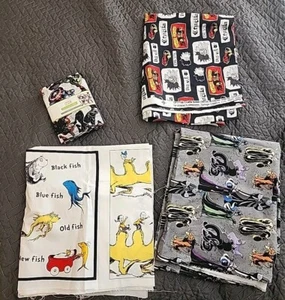 Lot Cotton Fabric pieces for crafts: Marvel, Disney Cruella, Dr. Seuss - Picture 1 of 5