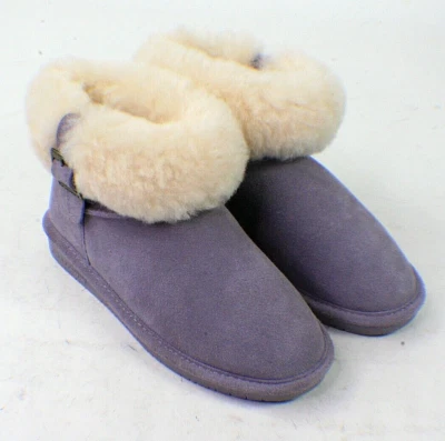 Bearpaw Abby Suede Winter Fur Boots Purple Sheepskin & Wool Lined Youth Size 4 - Image 1 of 4