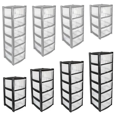 3/4/5/6 Large Drawer Plastic Tower Trolley for School Office Home Desk Storage - Image 1 of 4