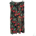 Womens Size Medium FUDA Vintage Vibrant Dark Floral Pure Silk Maxi Skirt