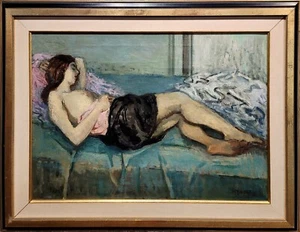 Moses Soyer - Model in a Pink Slip -1930s Oil painting - Picture 1 of 9