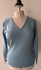 NEU LACOSTE V- Pullover Merino Wolle XL 42 44 Hellblau Jeans Skyblue - Bild 1 von 7