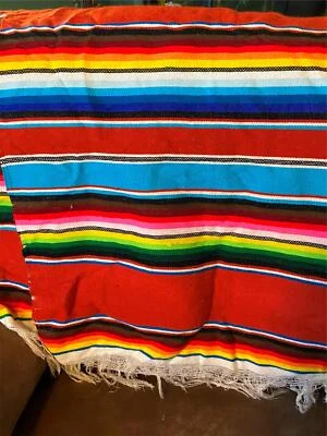 Manta Mexicana Serape Suroeste Reversible 48 1/2" x 76" Colgador de Pared Foto 1 de 4