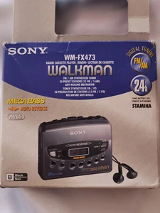 Rare Vintage Sony Walkman WM-FX473 Radio Cassette Player Silver in Box! - Bild 1 von 12