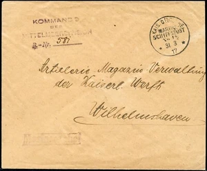 Dt. Militärmission Türkei 1917 Marinesache Brief Mittelmeerdivison MSP 14 / 148 - Bild 1 von 2