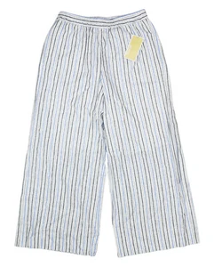 Michael Kors Striped Wide Leg Cropped Length Pants XS NWT Crew Blue - Picture 1 of 1