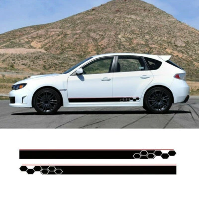Pegatinas faldón lateral puerta coche carreras colmena rayas para Subaru Impreza WRX STI Foto 1 de 4
