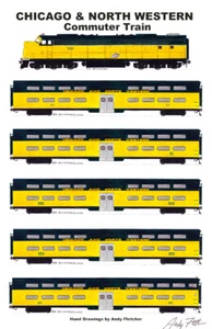 Chicago & North Western Commuter Train 11"x17" Poster Andy Fletcher signiert - Bild 1 von 1