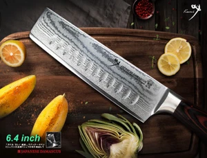 Japanese VG10 Core Damascus Nakiri Vegetable Knife 6.4" Kitchenware Cutlery - Picture 1 of 8