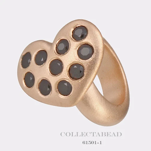 Authentic Endless Silver Rose Gold Plated Black Heart of Love Bead 61501-1 - Image 1 of 1
