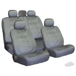 NEW FOR AUDI SEMI CUSTOM GREY VELOUR CAR TRUCK SEAT COVERS SET - Picture 1 of 4