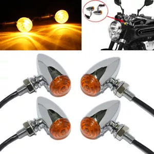 4X Motorrad Mini Blinker Blinkleuchte E-Geprüft Chrom Für Honda Kawasaki Chopper - Bild 1 von 12